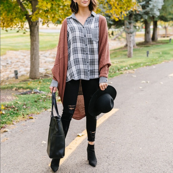 LAST 2❗️Waffle Knit Slouchy Cardi In Rust - Picture 5 of 8